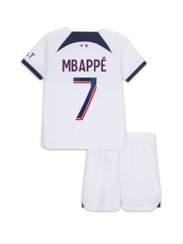 Billige Paris Saint-Germain Kylian Mbappe #7 Bortedraktsett Barn 2023-24 Kortermet (+ Korte bukser)